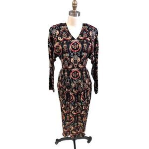 VTG Dennis Goldsmith Batwing Dress Ultra 80s 100% Silk Sz 10 /M NWOT Goldbergs